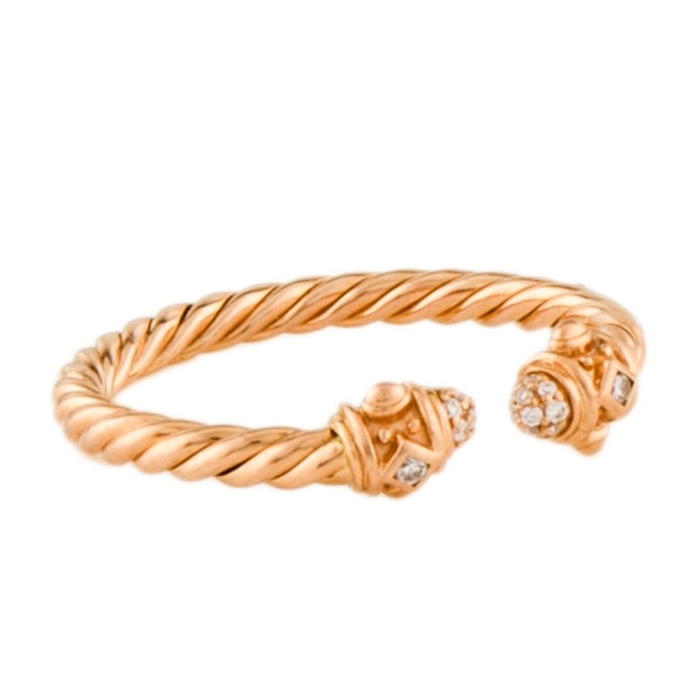 DAVID YURMAN 18K ROSE GOLD & DIAMOND RENAISSANCE BAND RING
